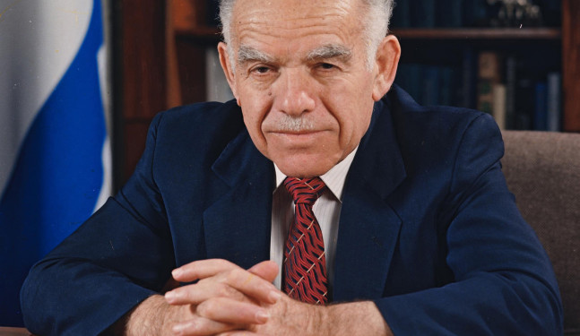 Israel's Prime Minister Shamir poses for a portrait in Jerusalem handout photo